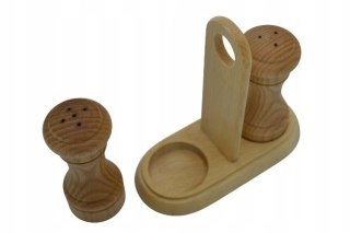 Drewniana Solniczka Pieprzniczka Pojemnik Na Sól Pieprz Na Podstawce