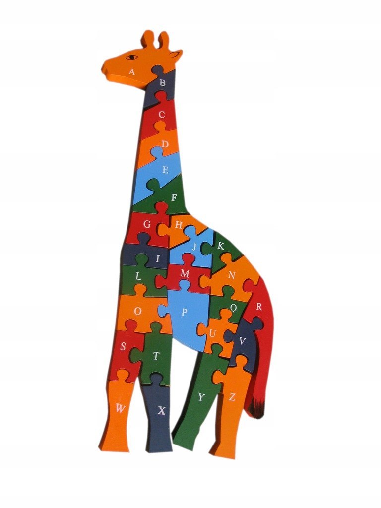 Puzzle Drewniane Zabawka Edukacyjna Cyferki Litery Żyrafa