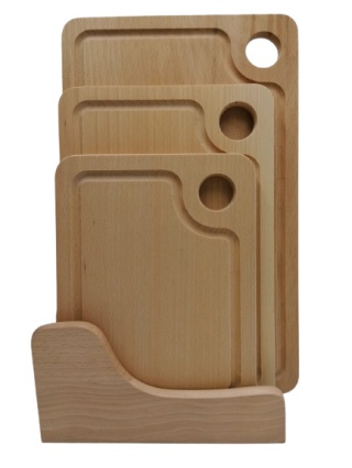 Zestaw 3 Drewnianych Desek do Krojenia z Stojakiem – Buk, Polski Producent