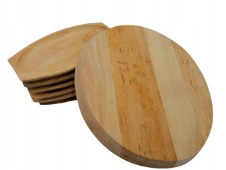 Komplet 6 Talerzy i Półmisek Drewniany Bukowy Zestaw Drewnianych Tac