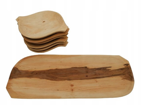 Koryto talerze drewniane taca niecka komplet grill