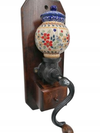 Młynek Kawy Ręczny Wiszący Drewniany Porcelanowy