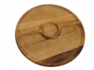 Drewniany Talerz z Komorami – Czereśnia, 33 cm, Ekologiczny i Dekoracyjny