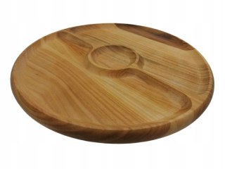 Drewniany Talerz z Komorami – Czereśnia, 33 cm, Ekologiczny i Dekoracyjny