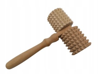 Drewniany Masażer z Rączką Do Stóp Ciała Podwójny Roller Antycellulitowy