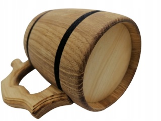 Kufel Drewniany Do Piwa I Grzańca Dębowy Kubek z Uchem