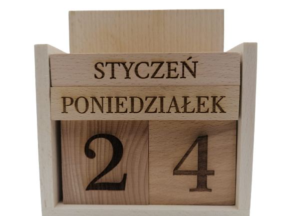 Drewniany Kalendarz Stojący Wieczny z Klocków Pl