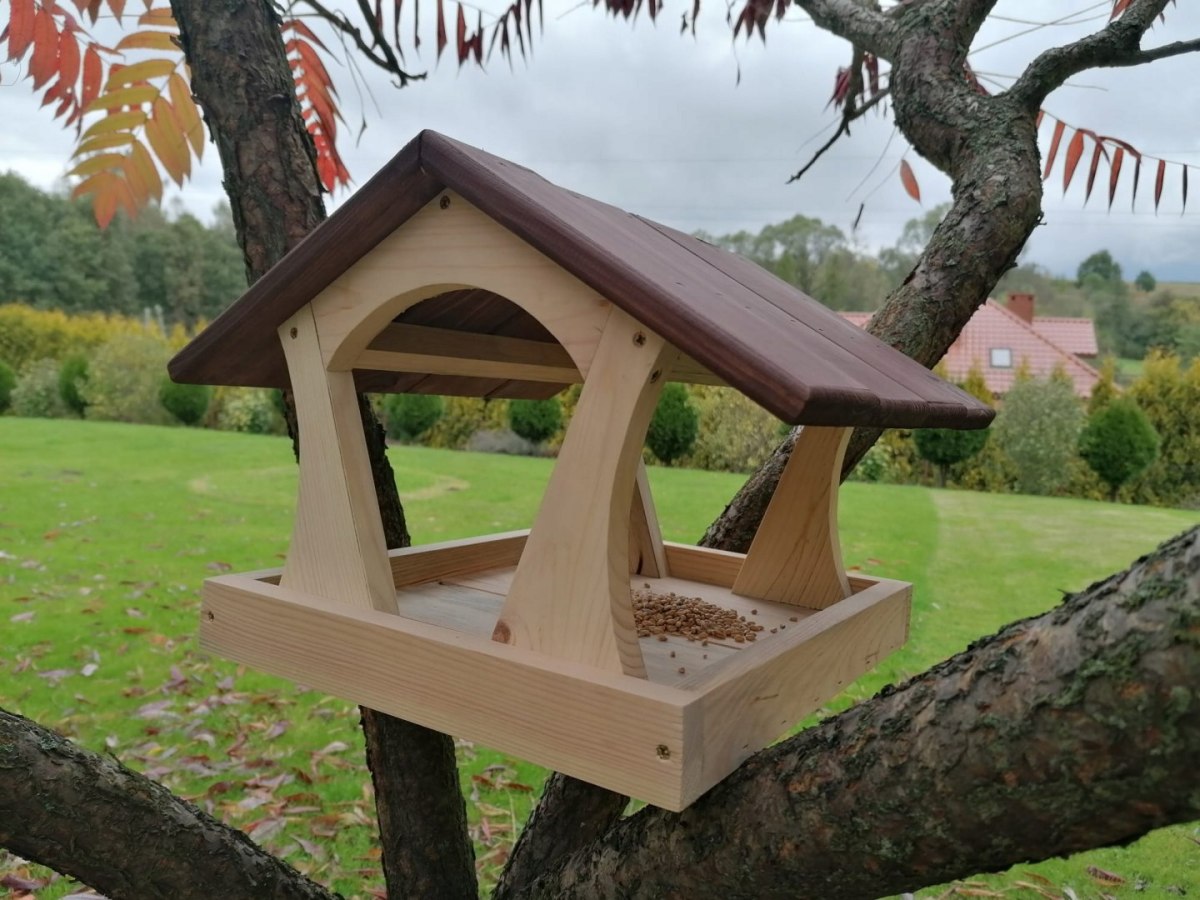 Drewniany Karmnik Dla Ptaków Duży Zimowy Karmik