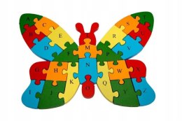 Puzzle Drewniane Edukacyjne Cyferki Litery Motylek