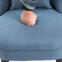 Fotel Z Poduszką Pod Plecy Krzesło Tapicerowane Do Oglądania Telewizji Włókno Lniane Niebieski