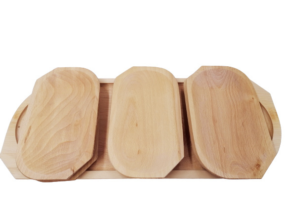 Koryto, talerze drewniane taca tacka komplet grill