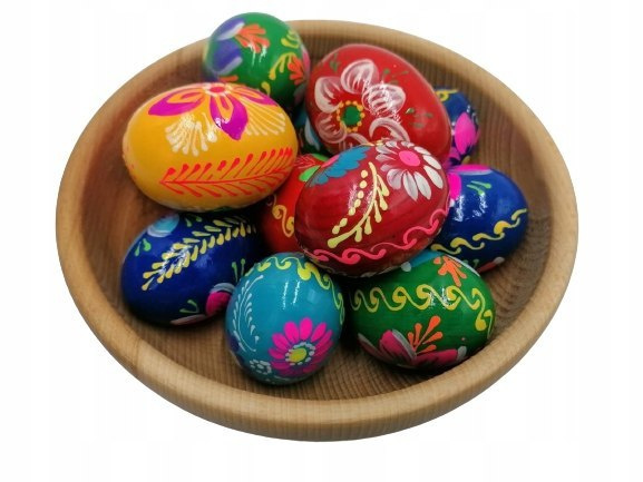 Pisanki Drewniane Wielkanocne Jajka Malowane 10szt Zawieszka w Prezencie