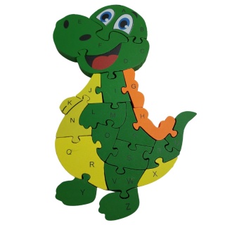 Klocki Drewniane Puzzle Układanka Uczymy Się Dino