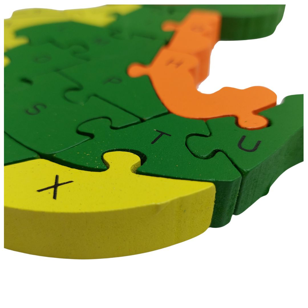Klocki Drewniane Puzzle Układanka Uczymy Się Dino