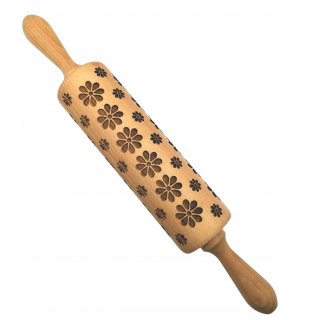 Wałek Do Ciasteczek Drewniane Wałki Obrotowe Wzór Grawerowane Kwiatki