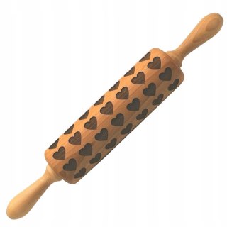 Wałek Do Ciastek Drewniany Obrotowy Wzór Serduszka Wałki Grawerowane