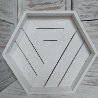 Dekoracyjna Biała Taca Prowansalska Pod Świece Donicę Heksagony