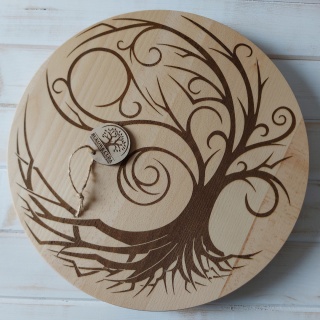 Drewniana Deska Obrotowa z Grawerem – Drzewo Życia, 40 cm, Ekologiczna
