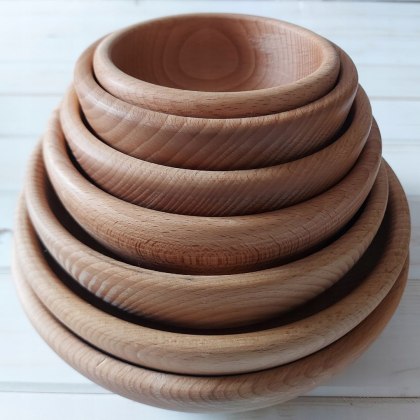 Drewniane Miseczki Bukowe Komplet Miska Bukowa Zestaw 7szt