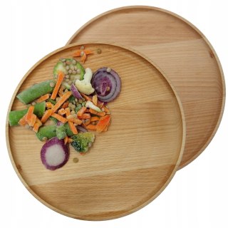 Drewniane Talerze do Jedzenia - Zestaw 2 szt. | Średnica 23 cm | Drewno Bukowe