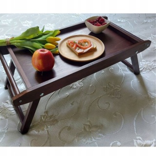Stolik Śniadaniowy Do Łóżka Drewniana Taca z Nóżkami Składanymi