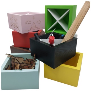 Organizer Na Biurko Przybornik Drewniany Kredki