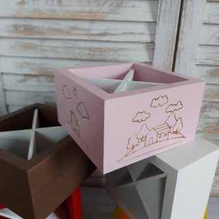 Organizer Na Biurko Przybornik Drewniany Kredki