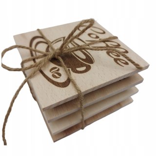 Podkładki Pod Kubek Zestaw 4x Podstawka Drewniana