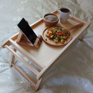 Stolik Śniadaniowy Do Łóżka Dla Chorego Drewniana Taca z Nóżkami