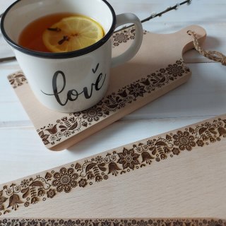 Zestaw Desek Do Serwowania Długa Deska 65cm z Grawerem w Stylu Folklor