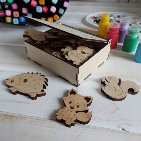 Zabawki Edukacyjne Dla Dzieci 16szt Drewniane Zwierzątka Do Malowania Nauki