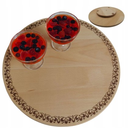 Okrągła Obrotowa Deska Drewniana do Serwowania – Średnica 40 cm | Drewno Bukowe