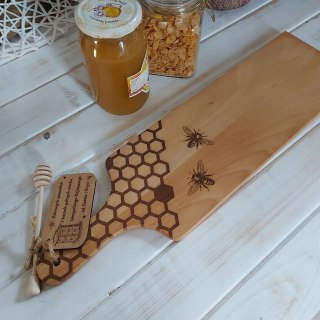 Długa Deska Do Krojenia Kuchenna z Rączką Prezent Dla Pszczelarza
