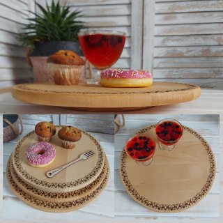 Deska Do Serwowania Drewniany Talerz Przekąsek Pizzy Na Imprezę Patera 35cm