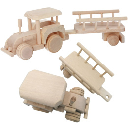 Drewniany Traktor z Przyczepką Odpinany Drewniane Zabawki Ekologiczne