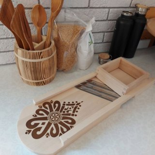 Duża Szatkownica Drewniana Do Kapusty Bezpieczna z Szufladką