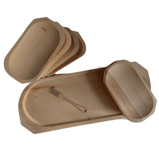 Koryto Talerze Drewniane Taca Tacka Zestaw Talerzy Szwedzki Stół