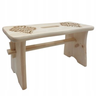 Taboret w Stylu Góralskim Drewniane Krzesło Ryczka Mały Stołek Niski