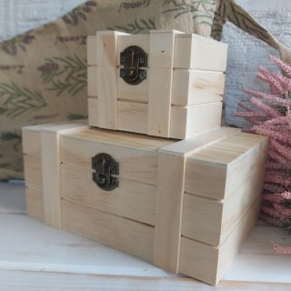 Drewniana Szkatułka Dla Dziewczynki Na Skarby Małe Pudełeczka Zestaw 2szt