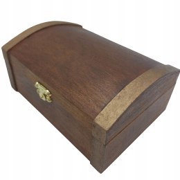 Pudełko Drewniane Brązowa Szkatułka Mini Kuferek Dekoracje Ozdoby z Drewna