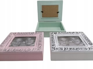 Pudełko Drewniane z Szybką Ozdobne Pudełka Na Drobiazgi - Zielona