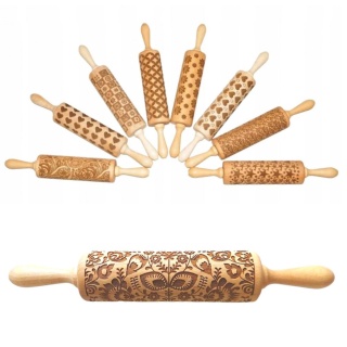Wałek Ze Wzorkiem Drewniany Duży Obrotowy Do Ciastek Ciasta Mazurek