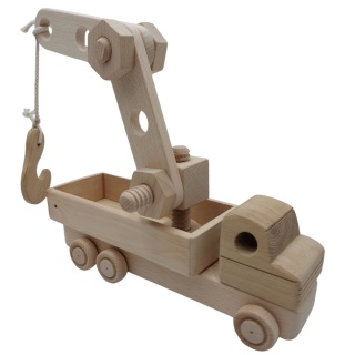 Ciężarówka Dźwig Drewniany Skręcany Nakrętkami i Śrubami Zabawka Manualna