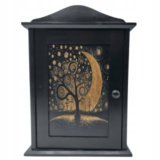 Czarna Szafka Na Klucze Mała Skrzynka Domek Dla Kluczy z Grawerem Dekoracja