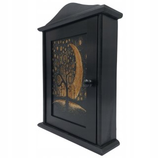 Czarna Szafka Na Klucze Mała Skrzynka Domek Dla Kluczy z Grawerem Dekoracja