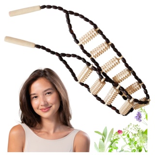 Masażer Drewniany Do Pleców Roller Wałki Na Taśmie Pasek Do Masowania