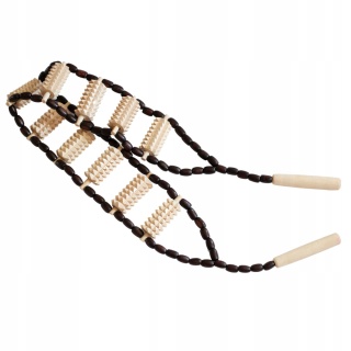 Masażer Drewniany Do Pleców Roller Wałki Na Taśmie Pasek Do Masowania