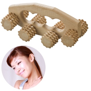 Drewniany Masażer Do Rąk Ciała - Ręczny Roller Z Wałkami Masującym