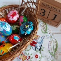 Pisanki Drewniane Wielkanocne Jajka Malowane Dekoracja Koszyczka10szt