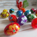 Pisanki Drewniane Wielkanocne Jajka Malowane Dekoracja Koszyczka10szt